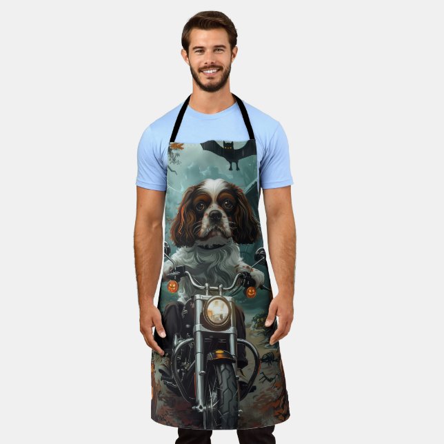 Cavalier King Charles Spaniel Halloween Scary Apron (Worn)