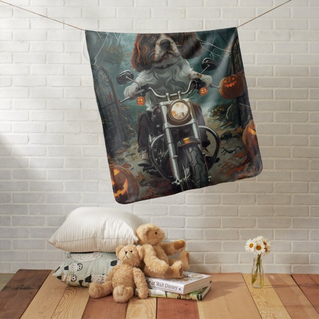 Cavalier King Charles Spaniel Halloween Scary Baby Blanket (In Situ)