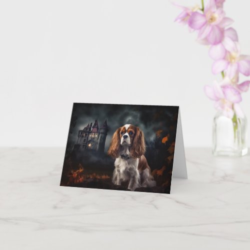 Cavalier King Charles Spaniel Halloween Scary Card