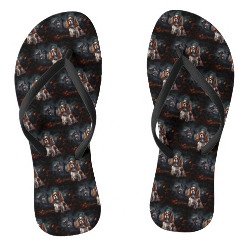 Cavalier King Charles Spaniel Halloween Scary Flip Flops