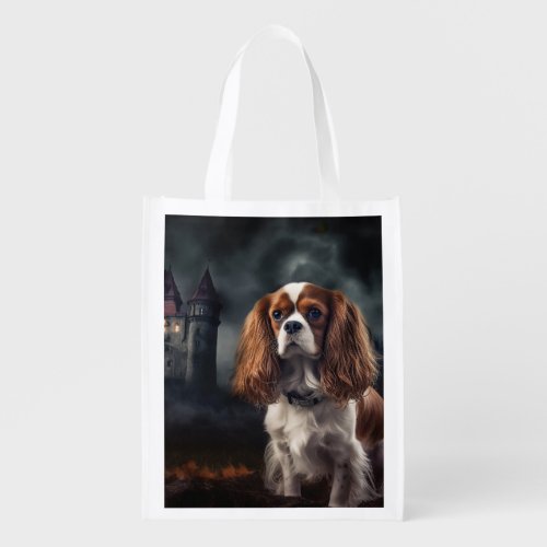 Cavalier King Charles Spaniel Halloween Scary Grocery Bag