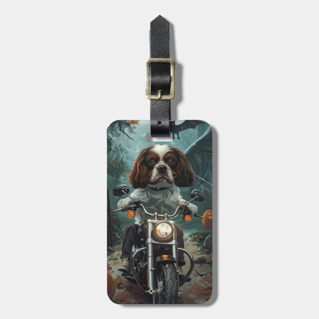 Cavalier King Charles Spaniel Halloween Scary Luggage Tag (Front Vertical)