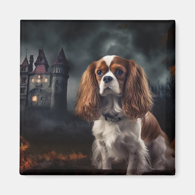 Cavalier King Charles Spaniel Halloween Scary Magnet (Front)