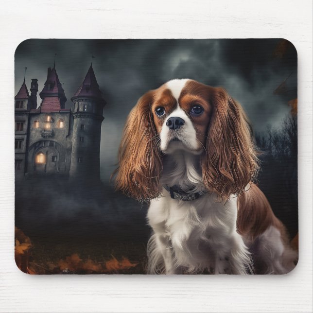 Cavalier King Charles Spaniel Halloween Scary Mouse Pad (Front)