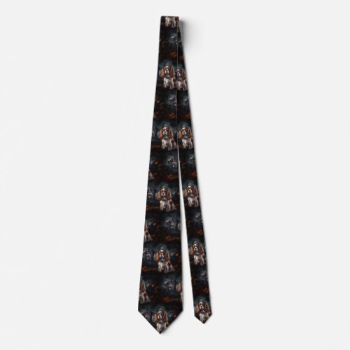 Cavalier King Charles Spaniel Halloween Scary Neck Tie