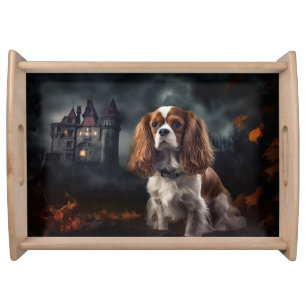 Cavalier King Charles Spaniel Halloween Scary Serving Tray