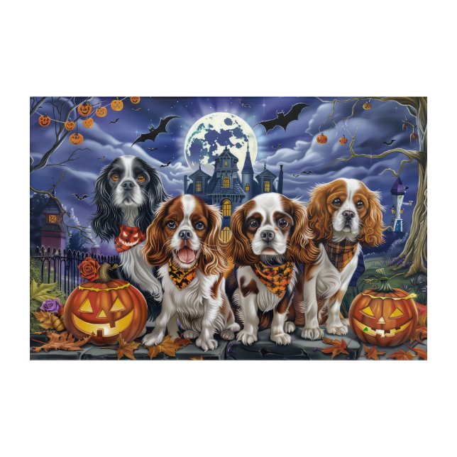 Cavalier King Charles Spaniel Halloween Spooky Acrylic Print (Front)