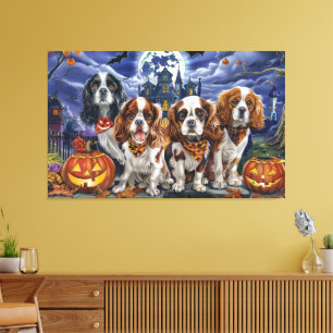 Cavalier King Charles Spaniel Halloween Spooky Canvas Print