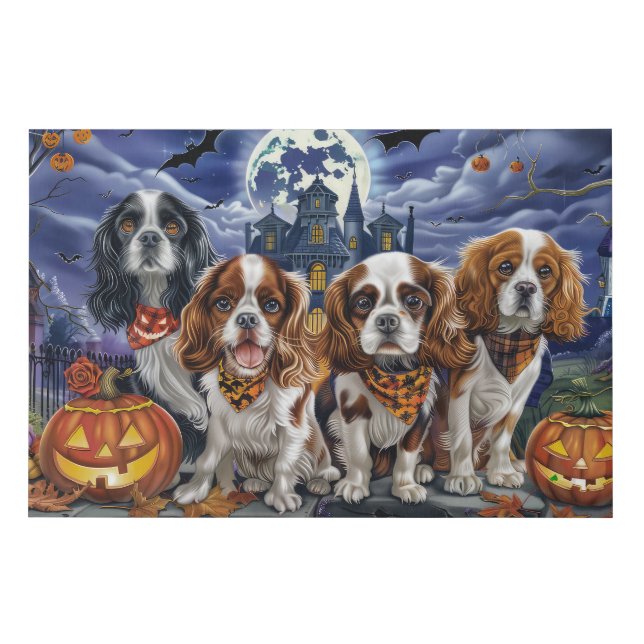 Cavalier King Charles Spaniel Halloween Spooky Faux Canvas Print (Front)