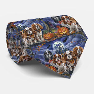 Cavalier King Charles Spaniel Halloween Spooky Neck Tie