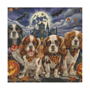 Cavalier King Charles Spaniel Halloween Spooky Wood Wall Art