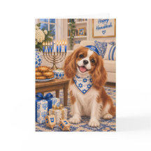 Cavalier King Charles Spaniel Hanukkah Card