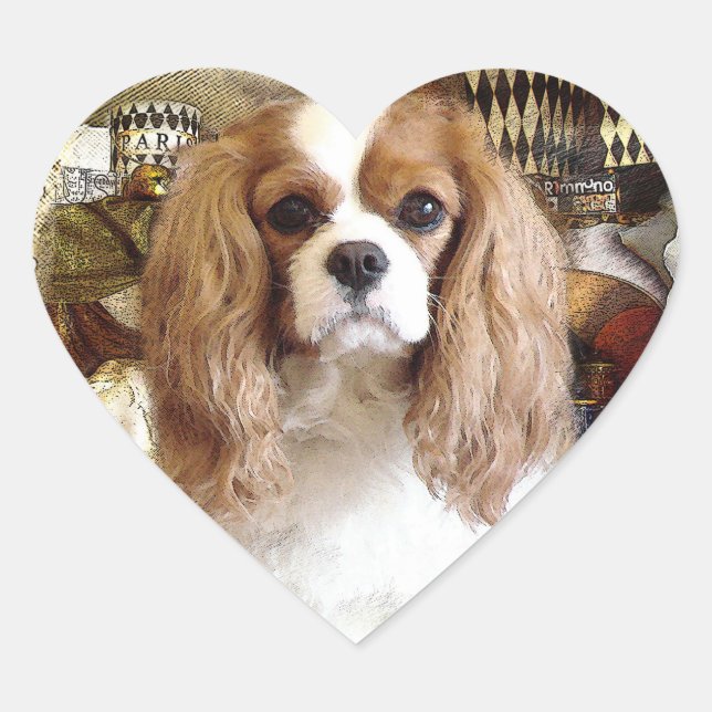 Cavalier King Charles Spaniel Heart Sticker (Front)