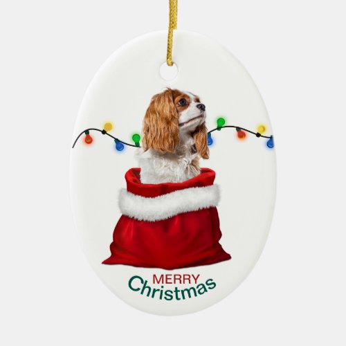 Cavalier King Charles Spaniel Holiday Gift Bag Cer Ceramic Ornament