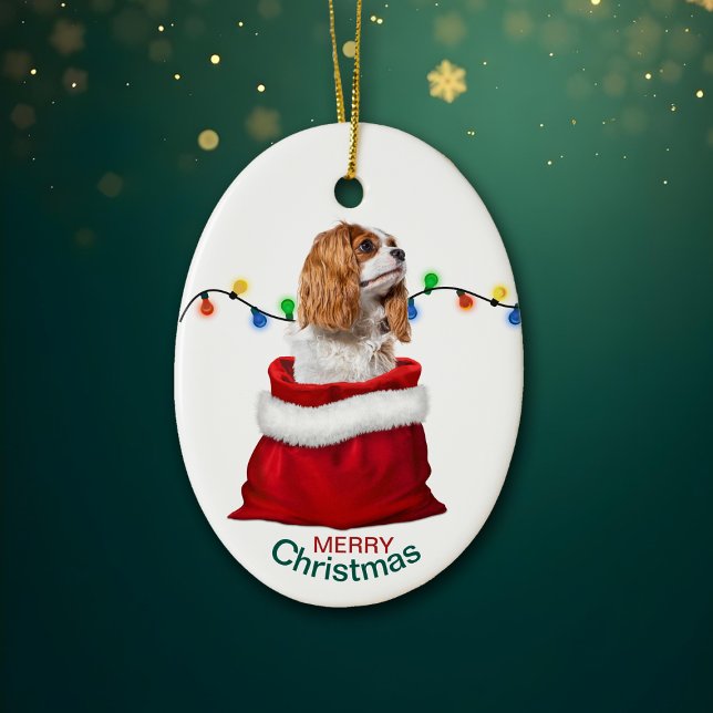 Cavalier King Charles Spaniel Holiday Gift Bag Cer Ceramic Ornament (Creator Uploaded)