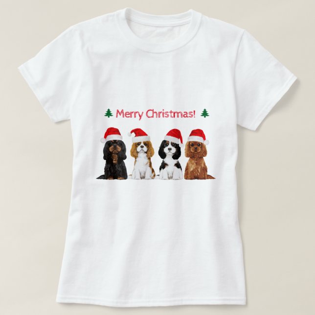 Cavalier King Charles Spaniel Holiday T-Shirt (Design Front)