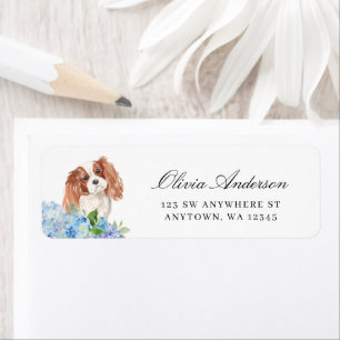 Cavalier King Charles Spaniel Hydrangea Address Label