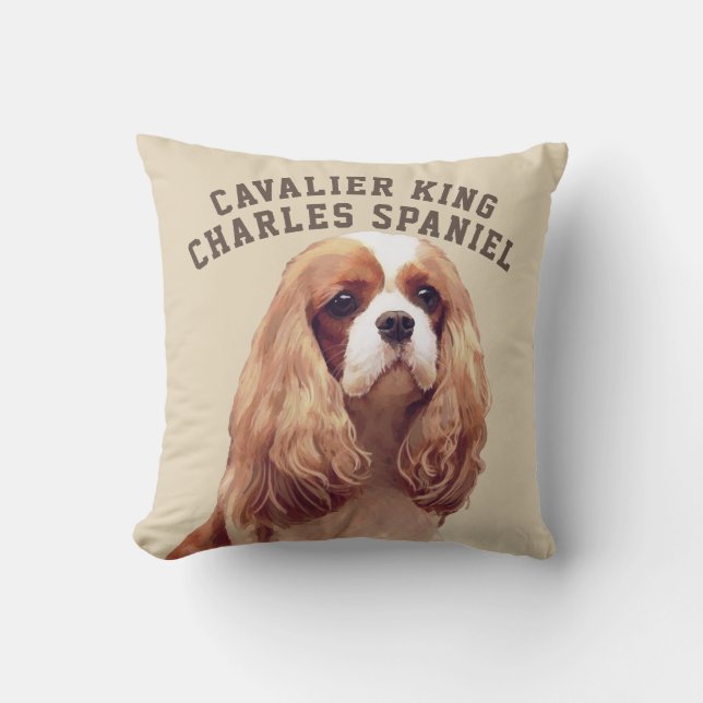 Cavalier King Charles Spaniel Illustrated Pillow (Front)