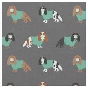 Cavalier King Charles Spaniel in scrubs charcoal Fabric