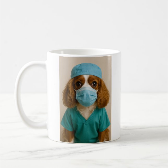 Cavalier King Charles Spaniel in Scrubs Coffee Mug (Left)