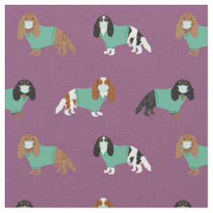 Cavalier King Charles Spaniel in scrubs Fabric