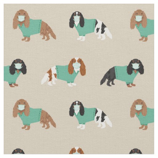 Cavalier King Charles Spaniel in scrubs tan Fabric
