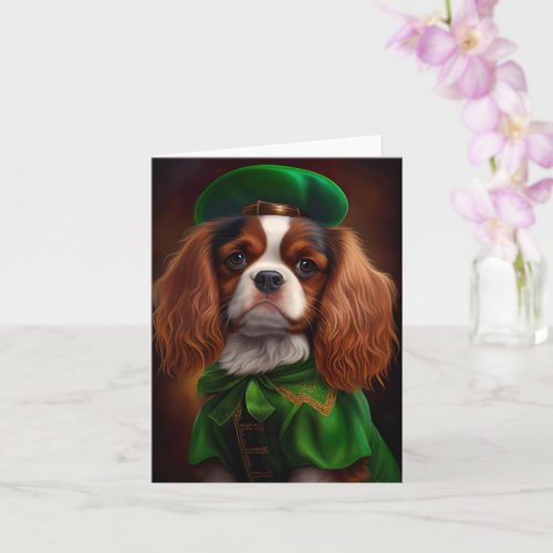 Cavalier King Charles Spaniel in St Patricks Day Card