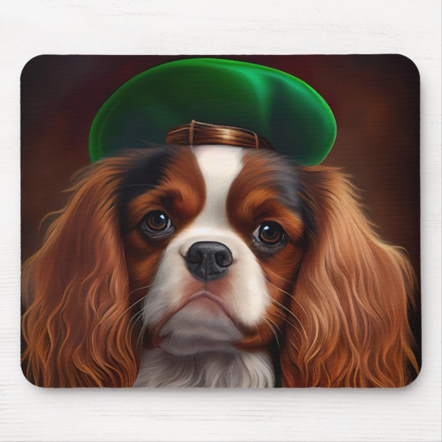 Cavalier King Charles Spaniel in St. Patrick's Day Mouse Pad (Front)