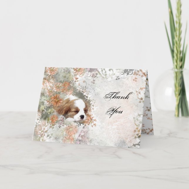 Cavalier King Charles Spaniel Letterpress Thank You Card (Front)