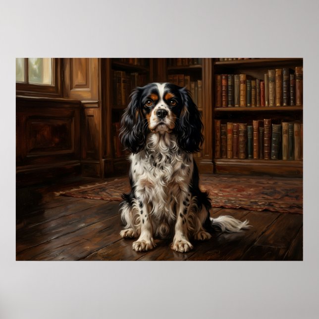 Cavalier King Charles Spaniel Library Portrait Pos Poster (Front)