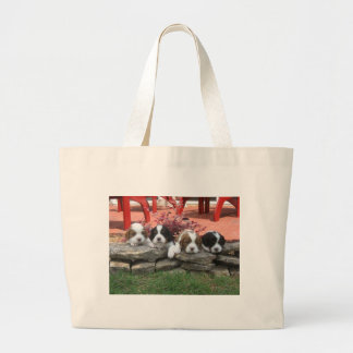 Cavalier King Charles Spaniel Litter Large Tote Bag