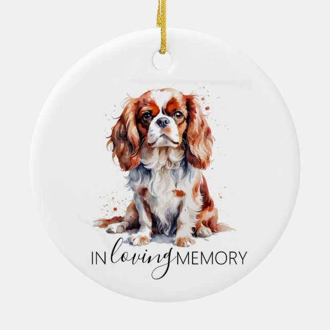Cavalier King Charles spaniel memorial watercolour Ceramic Ornament (Back)