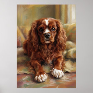 Cavalier King Charles Spaniel Oil Painting Style P Poster
