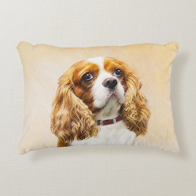 Cavalier King Charles Spaniel Original Painting Accent Pillow (Front)