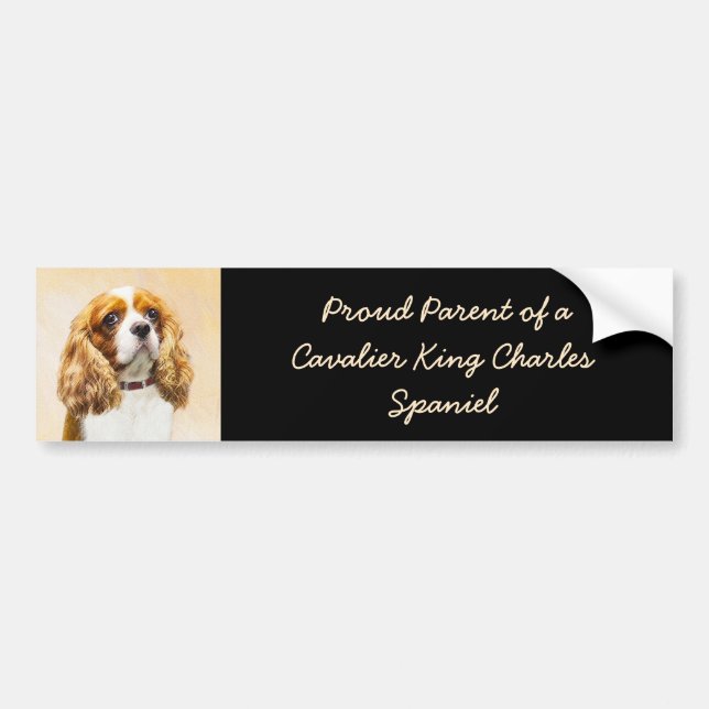 Cavalier King Charles Spaniel Original Painting Bumper Sticker (Front)