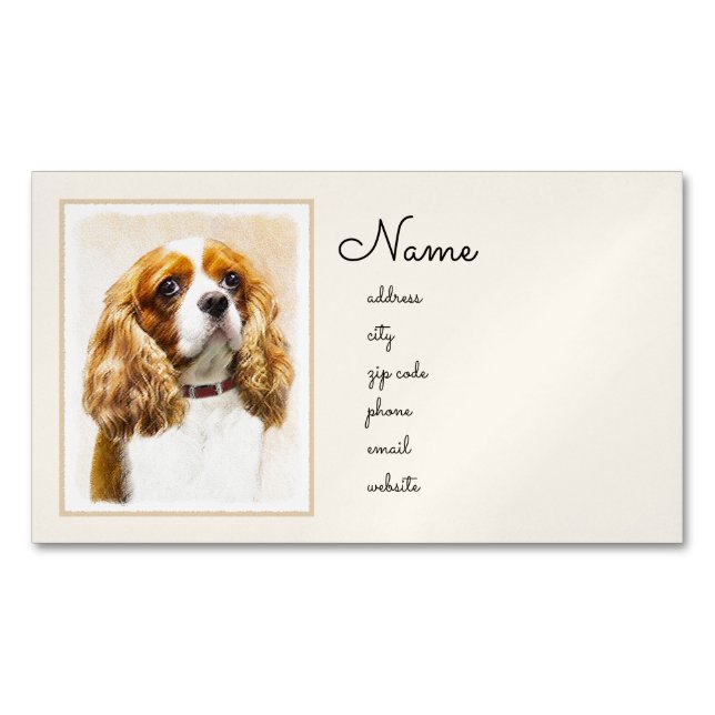Cavalier King Charles Spaniel Original Painting Business Card Magnet (Front)
