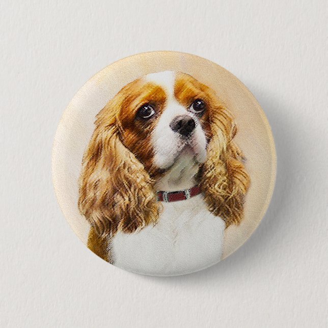 Cavalier King Charles Spaniel Original Painting Button (Front)