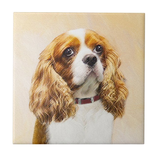 Cavalier King Charles Spaniel Original Painting Ceramic Tile (Front)