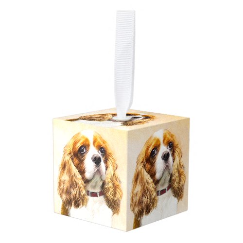 Cavalier King Charles Spaniel Original Painting Cube Ornament