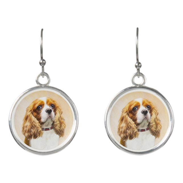 Cavalier King Charles Spaniel Original Painting Earrings (Front)