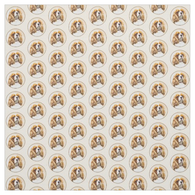Cavalier King Charles Spaniel Original Painting Fabric (Swatch)