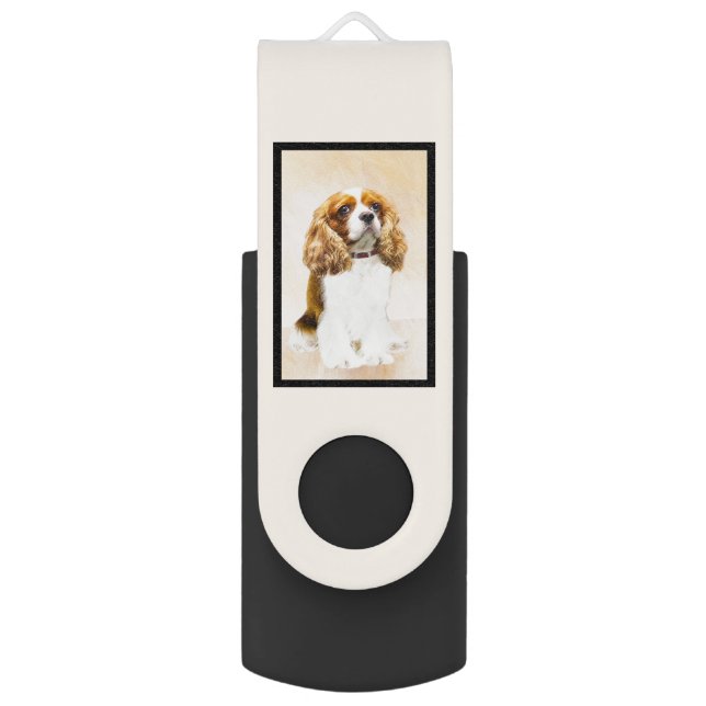 Cavalier King Charles Spaniel Original Painting Flash Drive (Back (Vertical))