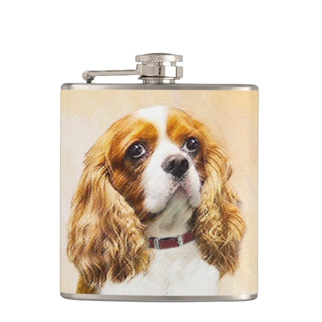 Cavalier King Charles Spaniel Original Painting Flask (Front)