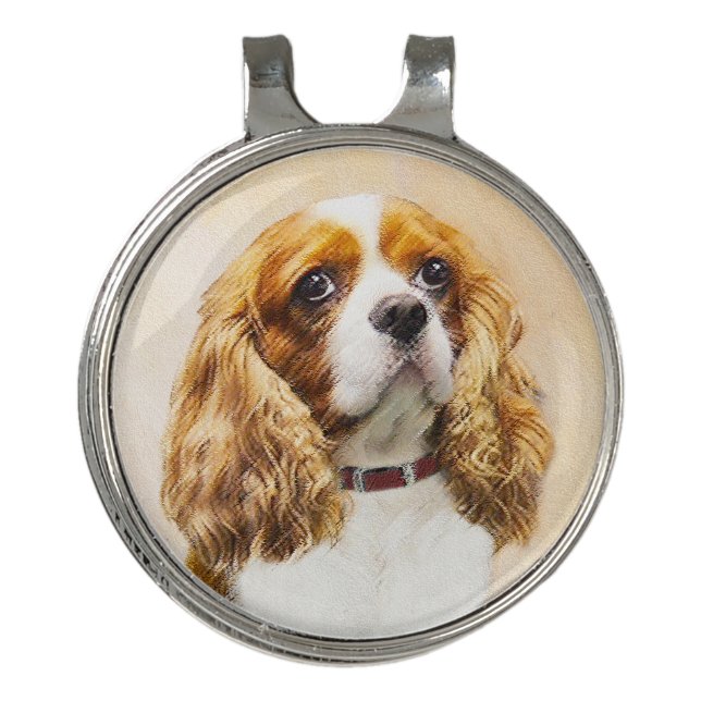 Cavalier King Charles Spaniel Original Painting Golf Hat Clip (Front)