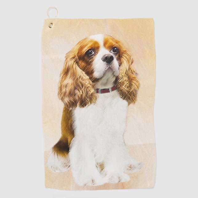 Cavalier King Charles Spaniel Original Painting Golf Towel (Front)