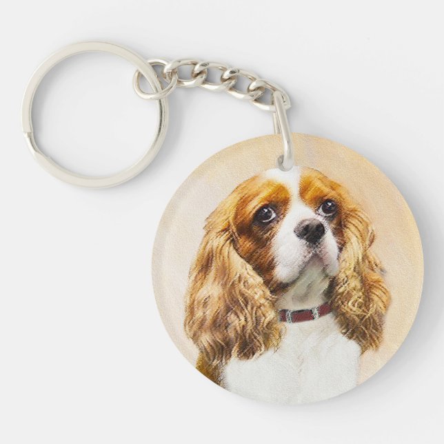 Cavalier King Charles Spaniel Original Painting Keychain (Front)