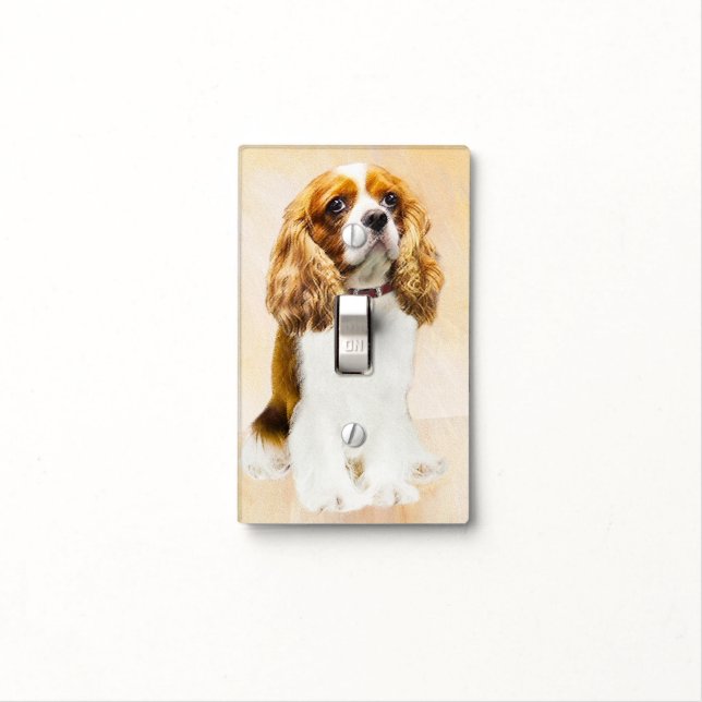 Cavalier King Charles Spaniel Original Painting Light Switch Cover (In Situ)