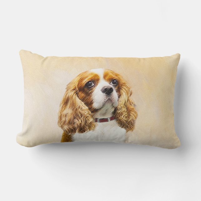 Cavalier King Charles Spaniel Original Painting Lumbar Pillow (Front)