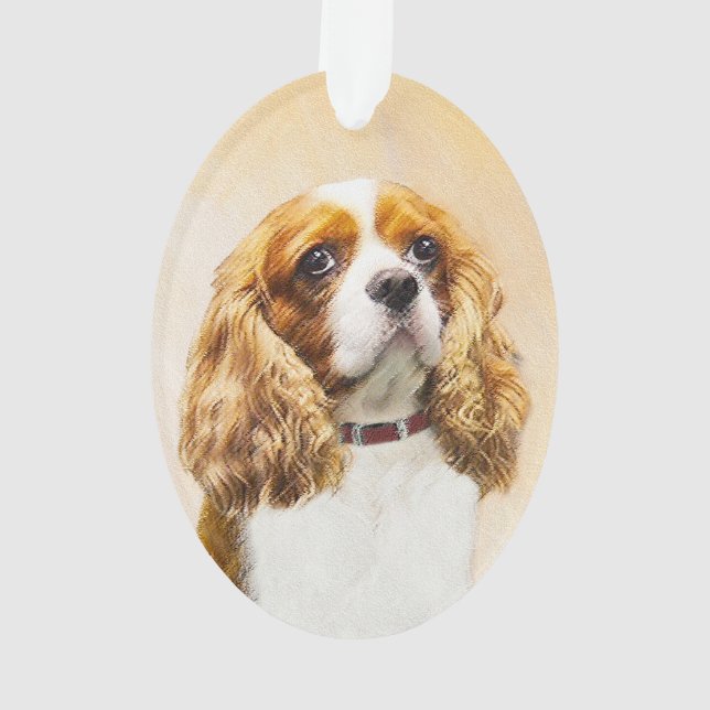 Cavalier King Charles Spaniel Original Painting Ornament (Back)