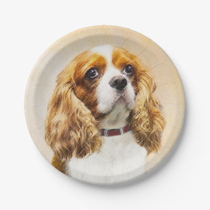 Cavalier King Charles Spaniel Original Painting Paper Plates